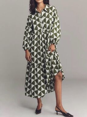 Anthropologie The Bettina Tiered Shirt Dress by Maeve Size XS